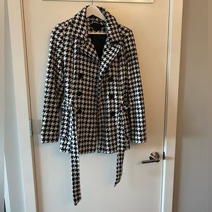 Houndstooth pea coat with belt